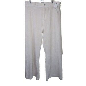 Dex Wide Leg Corduroy Ankle Pant in Ecru High Rise Size XL